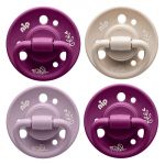 Schnuller 4er Pack Cherry green - Latex ab 6 M - aus nachwachsenden Rohstoffen - Violett / Beige