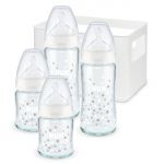 5-piece glass bottle set First Choice Plus with silicone teats - Temperature Control