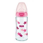 Glas-Flasche First Choice Plus 240 ml + Silikon-Sauger Gr. M - Temperature Control - Rosa