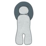 Child seat cushion with iceberg-4D fabric - cooling for a comfortable seating experience - Grey