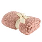 Lightweight and breathable knitted blanket perfect for summer 80 x 100 cm - Powder