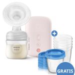 Electric breast pump SCF395/31 + free reusable breast milk cup / incl. 2 nursing pads & 5 breast milk bags