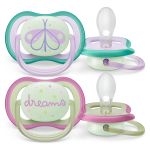 Glow-in-the-dark soother 2-pack Ultra Air Nighttime 0-6 M - Butterfly / Dreams