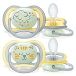 Glow-in-the-dark soother 2-pack Ultra Air Nighttime from 18 M - Cloud / Tiger