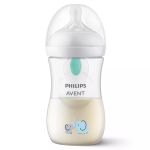 PP bottle Natural Response 260ml with AirFree valve + silicone teat 1M+ - Elephants
