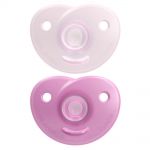 Pacifier 2 Pack Curved Soothie - Silicone 0-6 M - SCF099/22 - Pink