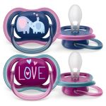 Pacifier 2-pack Ultra Air from 18 M - Elephants / Love