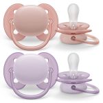 Pacifier 2-pack Ultra Soft 0-6 M - Pink / Purple
