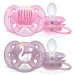 Pacifier 2-pack Ultra Soft 6-18 M - Hello / Swan