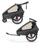 Kidgoo 1 children's bike trailer & buggy for 1 child with coupling, steam system, XL trunk (up to 50 kg) - Steel Grey