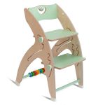 Multifunctional wooden high chair - high chair, swing, staircase, learning tower & baby bouncer in one, usable up to 150 kg - green
