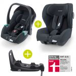 2 in 1 Kindersitz-Set Babyschale Avan & Reboarder Kio inkl. Isofixbase ab Geburt bis 4 Jahre - Prime - Mat Black