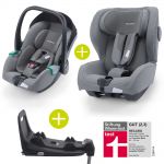 2 in 1 Kindersitz-Set Babyschale Avan & Reboarder Kio inkl. Isofixbase ab Geburt bis 4 Jahre - Prime - Silent Grey