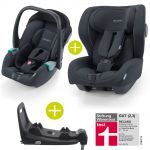 2 in 1 Kindersitz-Set Babyschale Avan & Reboarder Kio inkl. Isofixbase ab Geburt bis 4 Jahre - Select - Night Black