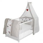 Baby-Komplett-Bett-Set Lukas inkl. Bettwäsche, Himmel, Himmelstange, Nestchen & Matratze  Weiß 70 x 140 cm - Adam & Eule