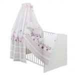 Baby-Komplettbett-Set Classic-Line inkl. Bettwäsche, Himmel, Nestchen & Matratze Weiß 70 x 140 cm - Banjo Pink