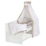 Baby crib complete set Classic-Line incl. bedding, canopy, nestle & mattress White 70 x 140 cm - Origami - Beige