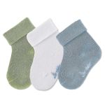 3er Pack Socken mit Umschlag - Grün Weiß Blau - Gr. 17/18