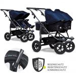 Sibling & twin stroller Duo with pneumatic tires - 2x combi unit (tub+seat) + XXL Zamboo accessories - Navy