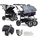Sibling & twin stroller Duo with pneumatic tires - 2x combi unit (tub+seat) + XXL accessories package - Glow