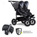 Sibling & twin stroller Duo with pneumatic tires - 2x sport seats up to 45 kg + XXL Zamboo accessories - Anthracite