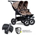 Sibling & twin stroller Duo with pneumatic tires - 2x sport seats up to 45 kg + XXL Zamboo accessories - Brown