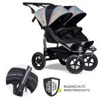 Sibling & twin stroller Duo with pneumatic tires - 2x sport seats up to 45 kg + XXL Zamboo accessories - Glow in the Dark