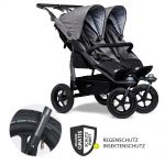 Sibling & twin stroller Duo with pneumatic tires - 2x sport seats up to 45 kg + XXL Zamboo accessories - Grey