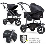 Kombi-Kinderwagen Mono mit Luftreifen - inkl. Kombi-Einheit (Babywanne + Sitz) + XXL-Zamboo Zubehörpaket - Schwarz
