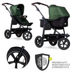 Kombi-Kinderwagen Mono 2 Luftreifen inkl. Kombi-Einheit (Babywanne+Sitz) mit Liegeposition & XXL Zubehörpaket - Olive