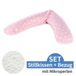 Nursing pillow The Comfort with micro pearl filling incl. cover 180 cm - Big Stars - Pink
