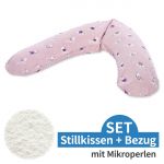 Nursing pillow The Comfort with micro pearl filling incl. cover 180 cm - Birdie - Rosè
