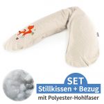 Nursing pillow The Original with polyester hollow fiber filling incl. cover 190 cm - crackle fox - dots Beige