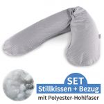 Nursing pillow The Original with polyester hollow fiber filling incl. cover 190 cm - dots - gray
