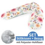 Nursing pillow The Original with polyester hollow fiber filling incl. cover 190 cm - summer flowers