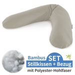 Nursing pillow The Original with polyester hollow fiber filling incl. cover Bamboo 190 cm - clay gray
