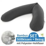 Nursing pillow The Original with polyester hollow fiber filling incl. cover Bamboo 190 cm - Melange Anthracite