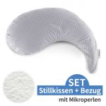 Nursing pillow The Yinnie with micro beads filling incl. cover 135 cm - dots - gray