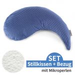 Nursing pillow The Yinnie with micro beads filling incl. cover 135 cm - dots - navy