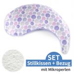 Nursing pillow The Yinnie with micro beads filling incl. cover 135 cm - Waterdots - Purple