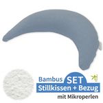 Stillkissen Der Bambusmond - mit Mikroperlen-Füllung inkl. Bezug Bamboo 140 cm - Melange Blau-Grau