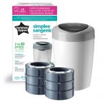 Diaper Pail Simplee Sangenic incl. 6 Refill Cassettes - Greenfilm™ - White Grey